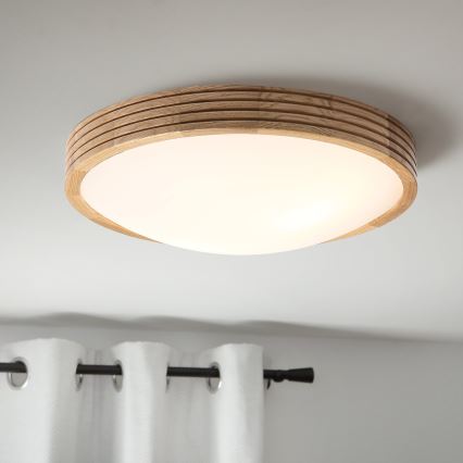 Brilagi - LED stropna svjetiljka CARVALHO MODERN SLIM 2xE27/60W/230V Ø 37,5 cm hrast
