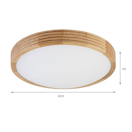 Brilagi - LED stropna svjetiljka CARVALHO MODERN SLIM 2xE27/60W/230V Ø 37,5 cm hrast