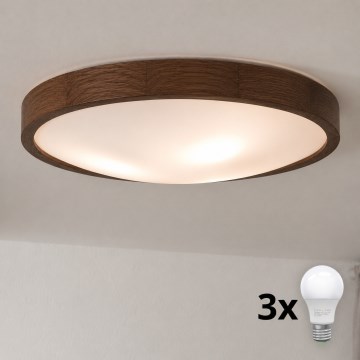 Brilagi - LED stropno svjetlo CARVALHO SLIM 3xE27/15W/230V hrast/orah, promjer 47 cm