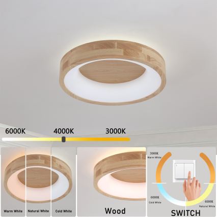 Brilagi - LED stropna svjetiljka FALCON WOOD LED/30W/230V 3000/4000/6000K Ø 45 cm drvo