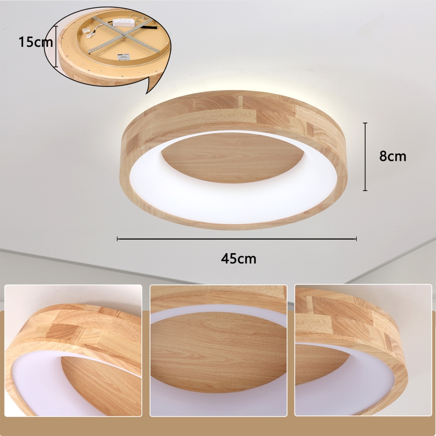 Brilagi - LED stropna svjetiljka FALCON WOOD LED/30W/230V 3000/4000/6000K Ø 45 cm drvo