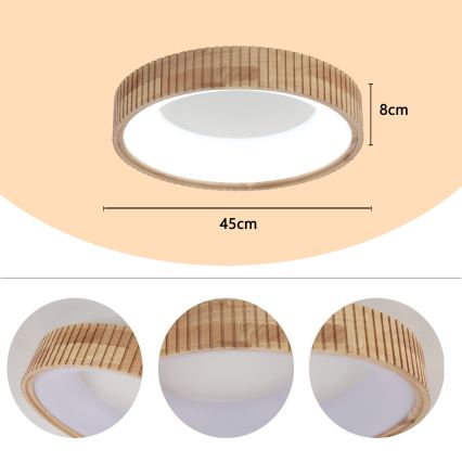 Brilagi - LED stropna svjetiljka FALCON WOOD MODERN LED/30W/230V 3000/4000/6000K Ø 45 cm drvo