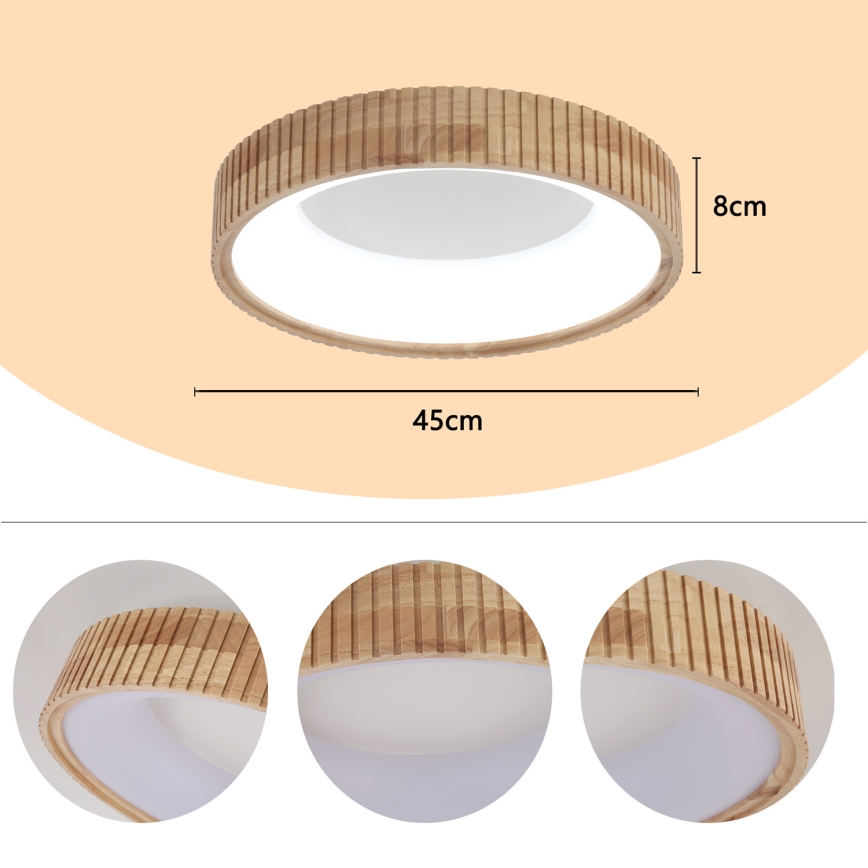 Brilagi - LED stropna svjetiljka FALCON WOOD MODERN LED/30W/230V 3000/4000/6000K Ø 45 cm drvo