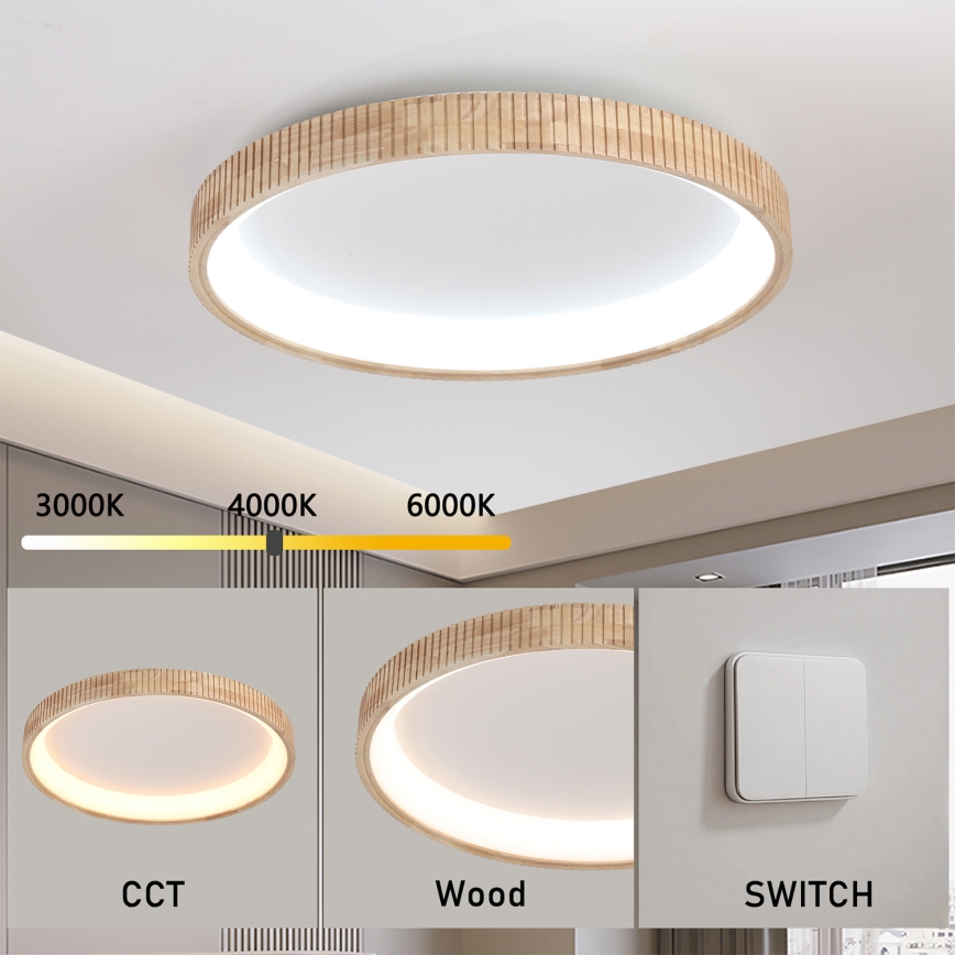 Brilagi - LED stropna svjetiljka FALCON WOOD MODERN LED/60W/230V 3000/4000/6000K promjer 80 cm drvo