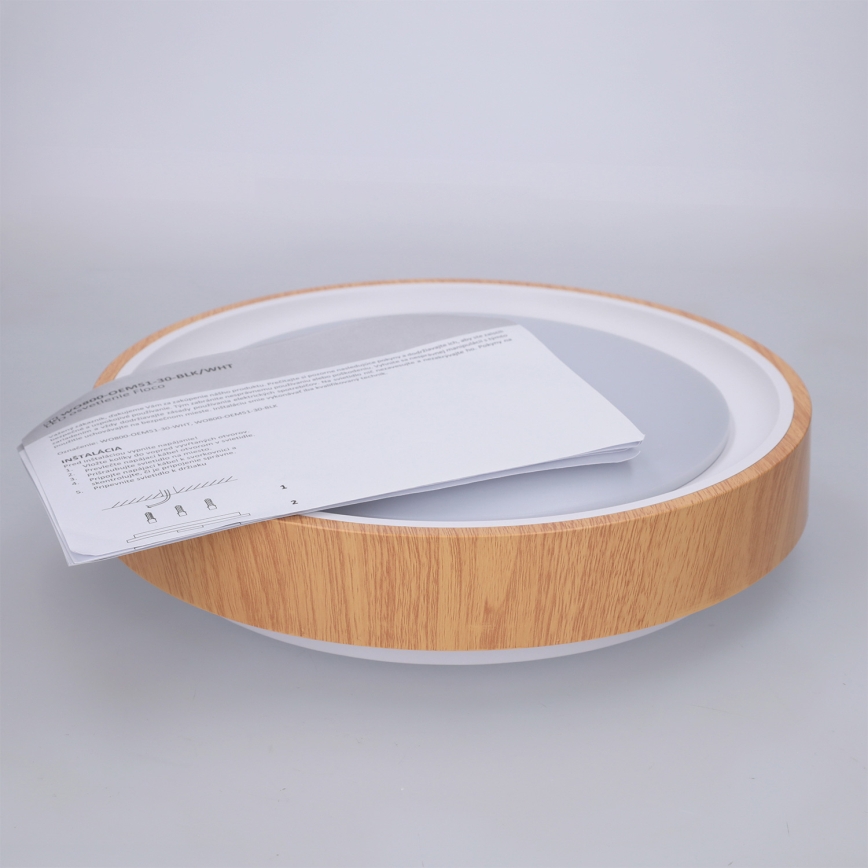 Brilagi - LED stropno svjetlo FLOCO LED/24W/230V, promjer 30 cm, drveni dekor/bijela