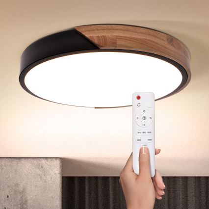 Brilagi - LED stropna svjetiljka s prigušivanjem PILANA LED/48W/230V 3000-6500K hrast promjer 40 cm + daljinski upravljač