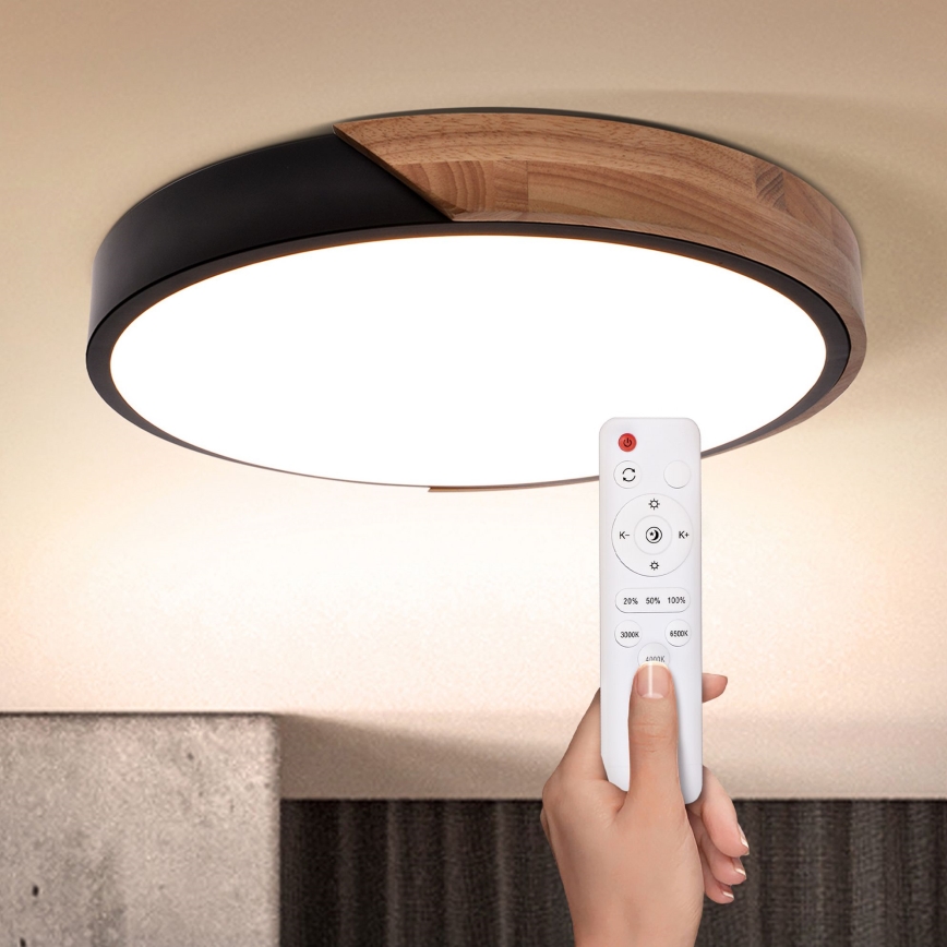 Brilagi - LED stropna svjetiljka s prigušivanjem PILANA LED/48W/230V 3000-6500K hrast promjer 40 cm + daljinski upravljač