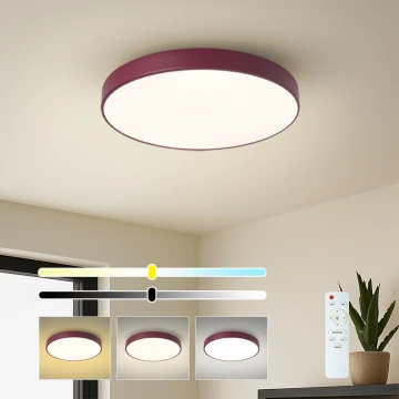 Brilagi - LED stropno svjetlo POOL, prigušivo, LED/48W/230V, 3000-6000K, Ø 40 cm, bordo + daljinski upravljač