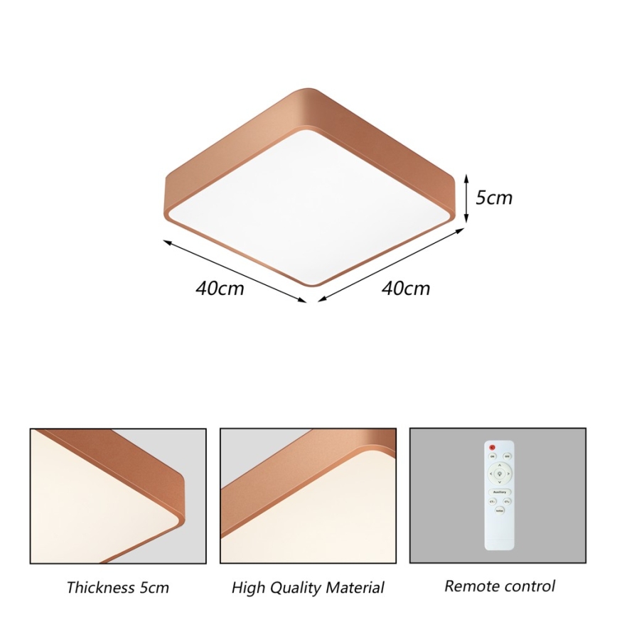 Brilagi - stropna LED svjetiljka s mogućnošću prigušivanja POOL SQUARE LED/36W/230V 3000-6000K 40x40 cm brončana + daljinski upravljač