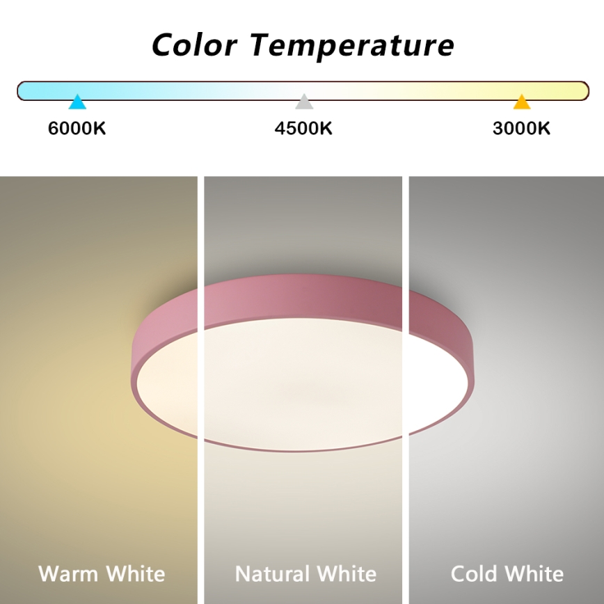 Brilagi - LED stropno svjetlo s prigušivanjem POOL LED/36W/230V 3000-6000K promjer 30 cm ružičasta + daljinski upravljač