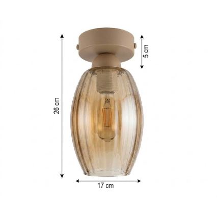BRILAGI - LED stropna svjetiljka RETRO GLASS 1xE27/60W/230V promjer 17 cm bež/zadimljeno bež