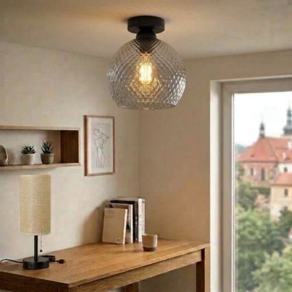 BRILAGI - LED Stropno svjetlo RETRO GLASS 1xE27/60W/230V promjer 25 cm crna/dimna siva