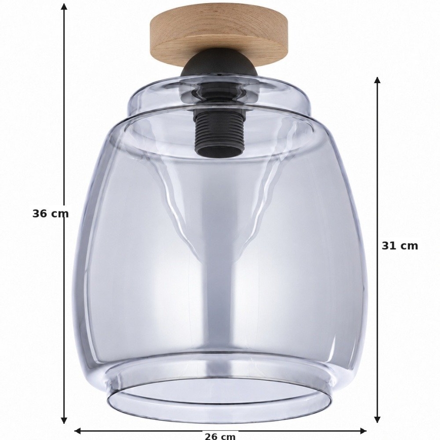 BRILAGI - LED stropno svjetlo RETRO GLASS 1xE27/60W/230V Ø 26 cm hrast/dimno-siva