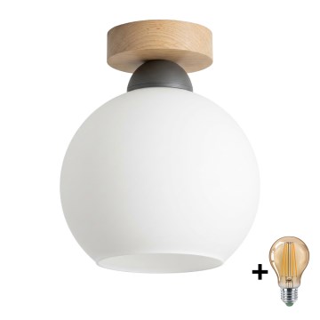 BRILAGI - LED Stropno svjetlo RETRO GLASS 1xE27/60W/230V Ø 15 cm hrast/bijela