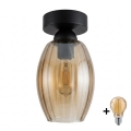 BRILAGI - LED stropno svjetlo RETRO GLASS 1xE27/60W/230V Ø 17 cm crna/dimljeno bež