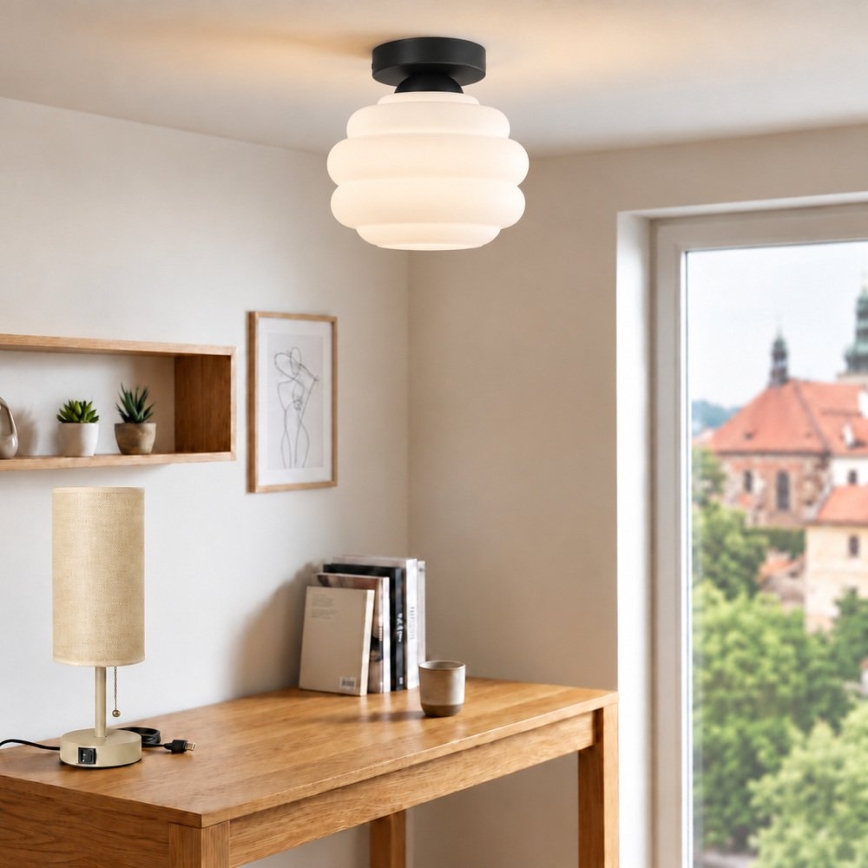 BRILAGI - LED stropno svjetlo RETRO GLASS 1xE27/60W/230V Ø 20 cm crna/bijela