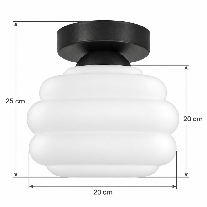 BRILAGI - LED stropno svjetlo RETRO GLASS 1xE27/60W/230V Ø 20 cm crna/bijela