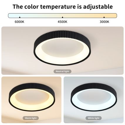 Brilagi - LED stropna svjetiljka s prigušivanjem FALCON MODERN LED/54W/230V 3000-6500K pr. 60 cm crna + daljinski upravljač
