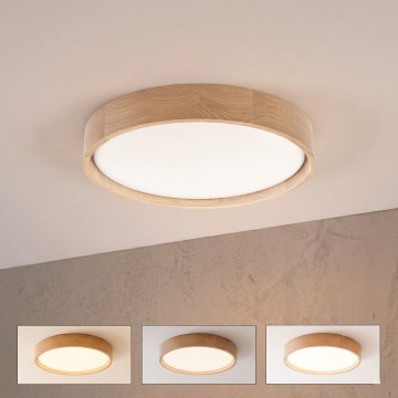 Brilagi - LED stropno svjetlo s mogućnošću prigušivanja MANAROLA SMART LED/24W/230V 3000-6000K Wi-Fi Tuya Beacon Ø 41 cm hrast + daljinski upravljač