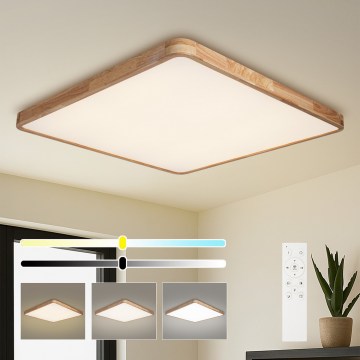 Brilagi - LED stropno svjetlo s mogućnošću prigušivanja WOODLINE SQUARE LED/180W/230V 3000-6000K hrast 100x100 cm + daljinsko upravljanje