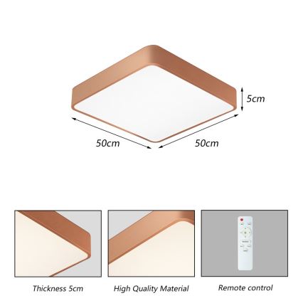 BRILAGI - LED prigušivo stropno svjetlo POOL SQUARE LED/48W/230V 3000-6000K 50x50 cm brončana + daljinsko upravljanje
