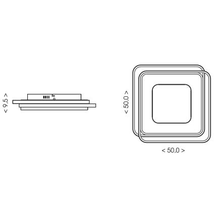 Brilagi - LED prigušiva stropna svjetiljka FLARE LED/102W/230V 3000-6000K 50x50 cm crna + daljinski upravljač