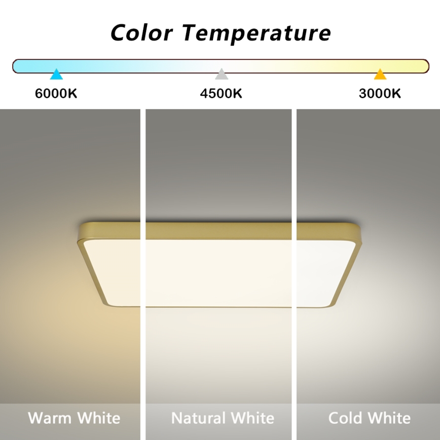 Brilagi - Stropno LED svjetlo s prigušivanjem POOL LED/36W/230V 3000-6000K 40x40 cm zlatno + daljinski upravljač