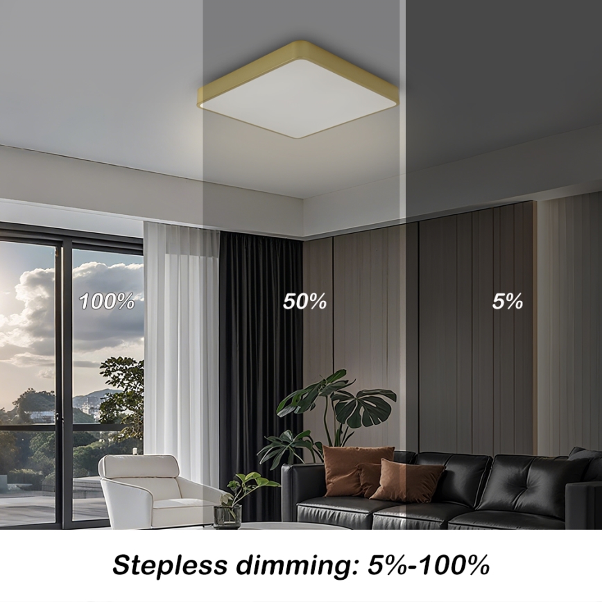 BRILAGI - Stropno LED svjetlo s prigušivanjem POOL SQUARE LED/36W/230V 3000-6000K 40x40 cm zlatno + daljinski upravljač