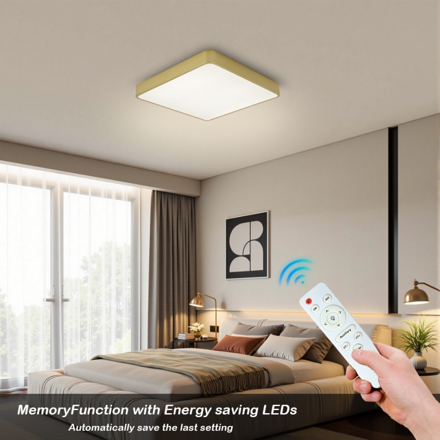 BRILAGI - Stropno LED svjetlo s prigušivanjem POOL SQUARE LED/36W/230V 3000-6000K 40x40 cm zlatno + daljinski upravljač