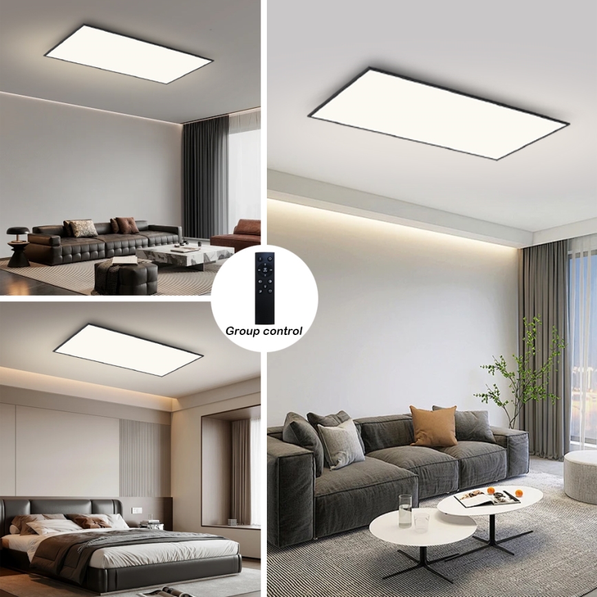Brilagi - LED prigušivo stropno svjetlo SLIMFRAME LED/80W/230V 120x60 cm 3000-6000K crno + daljinski upravljač