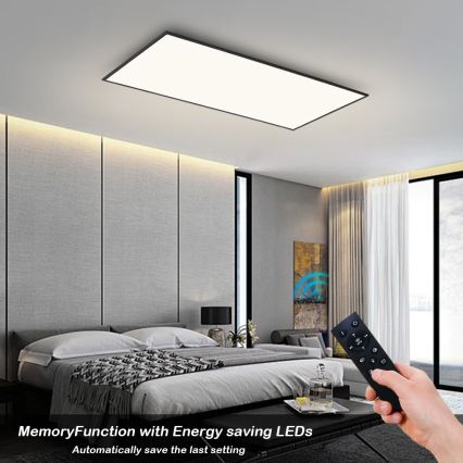 Brilagi - LED prigušivo stropno svjetlo SLIMFRAME LED/80W/230V 120x60 cm 3000-6000K crno + daljinski upravljač