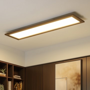 Brilagi - LED stropno svjetlo s prigušivanjem SLIMFRAME WOOD LED/58W/230V 124x34 cm 3000-6000K tamno smeđa + daljinski upravljač