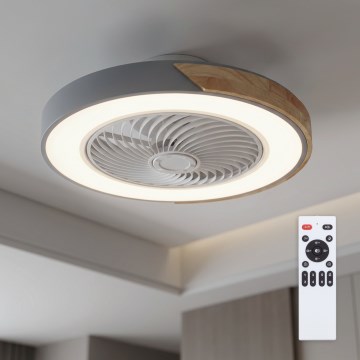 Brilagi - LED stropno svjetlo s ventilatorom i mogućnošću prigušivanja LED/38W/230V 3000-6500K 3000-6500K prom. 50 cm siva/hrast + daljinski upravljač