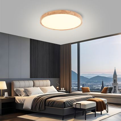 Brilagi - LED stropna svjetiljka WOODROUND LED/40W/230V 3000/4000/6000K Ø 60 cm drvena CRI 90