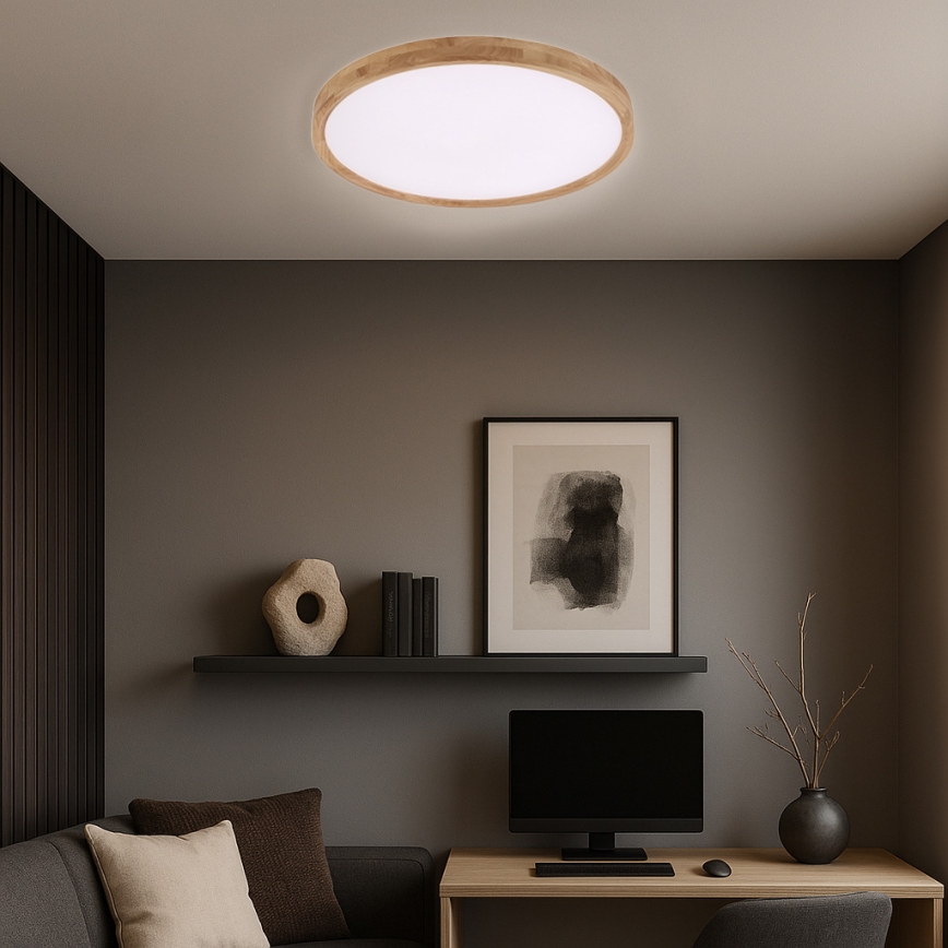 Brilagi - LED stropna svjetiljka WOODROUND LED/40W/230V 3000/4000/6000K Ø 60 cm drvena CRI 90