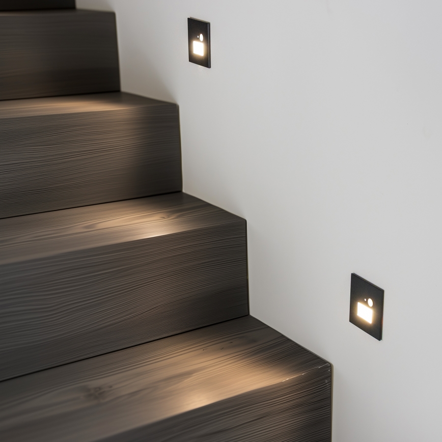 Brilagi - LED Stubišna svjetiljka sa senzorom pokreta JACK LED/1,5W/230V 3000K/4000K/6500K crna