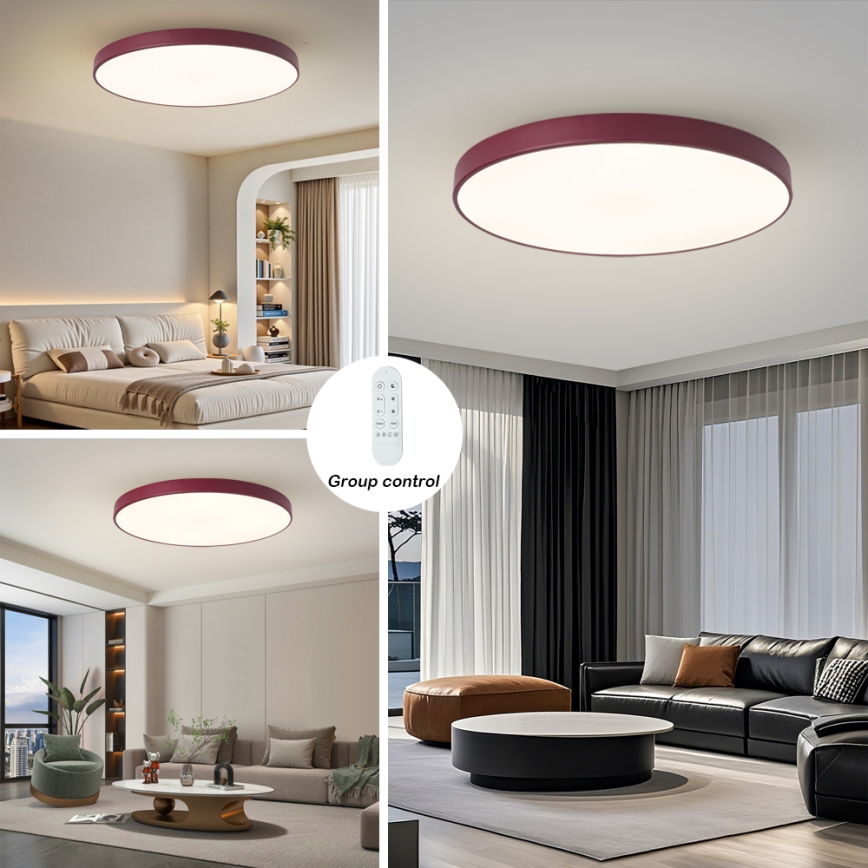 Brilagi - LED svjetiljka s prigušivanjem POOL SMART LED/128W/230V Ø 100 cm Wi‑Fi Tuya + daljinsko upravljanje bordo