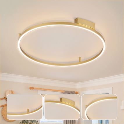 Brilagi - LED prigušivo stropno svjetlo PORTOFINO LED/60W/230V 3000-6000K Ø 80 cm zlatno + daljinski upravljač