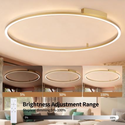 Brilagi - LED prigušivo stropno svjetlo PORTOFINO LED/85W/230V 3000-6000K Ø 120 cm zlatno + daljinski upravljač