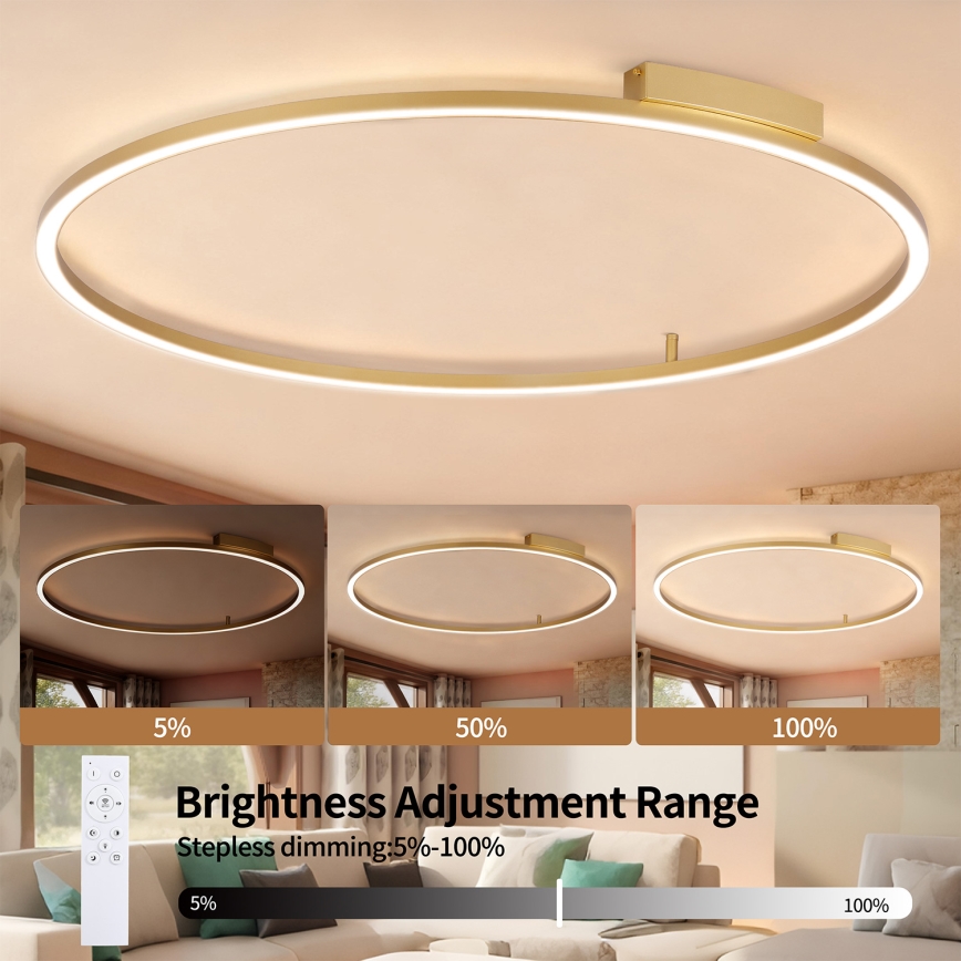Brilagi - LED prigušivo stropno svjetlo PORTOFINO LED/85W/230V 3000-6000K Ø 120 cm zlatno + daljinski upravljač