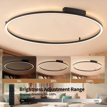 Brilagi - LED prigušivo stropno svjetlo PORTOFINO LED/85W/230V 3000-6000K Ø 120 cm crna + daljinski upravljač