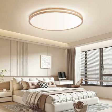 Brilagi - LED prigušivo stropno svjetlo MOLINA LED/128W/230V 3000-6000K hrast Ø 100 cm + daljinski upravljač