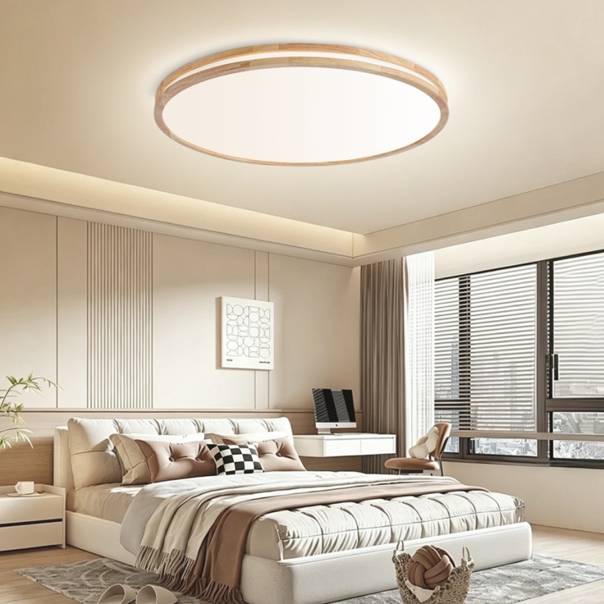Brilagi - LED prigušivo stropno svjetlo MOLINA LED/128W/230V 3000-6000K hrast Ø 100 cm + daljinski upravljač