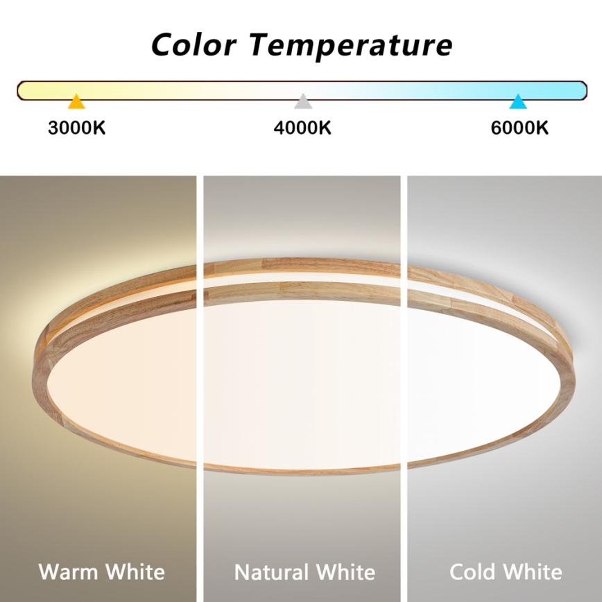 Brilagi - LED prigušivo stropno svjetlo MOLINA LED/128W/230V 3000-6000K hrast Ø 100 cm + daljinski upravljač