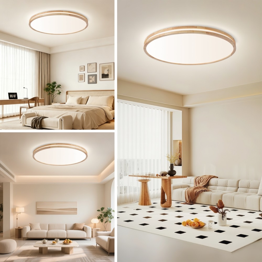 Brilagi - LED prigušivo stropno svjetlo MOLINA LED/128W/230V 3000-6000K hrast Ø 100 cm + daljinski upravljač