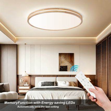 Brilagi - LED prigušivo stropno svjetlo MOLINA LED/128W/230V 3000-6000K hrast Ø 100 cm + daljinski upravljač
