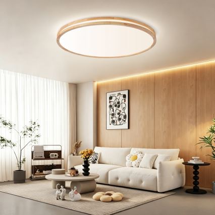 Brilagi - LED prigušivo stropno svjetlo MOLINA LED/128W/230V 3000-6000K hrast Ø 100 cm + daljinski upravljač