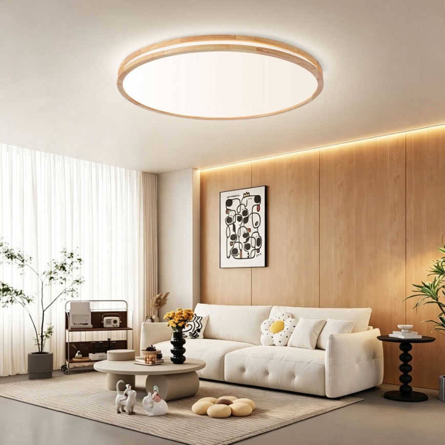 Brilagi - LED prigušivo stropno svjetlo MOLINA LED/128W/230V 3000-6000K hrast Ø 100 cm + daljinski upravljač