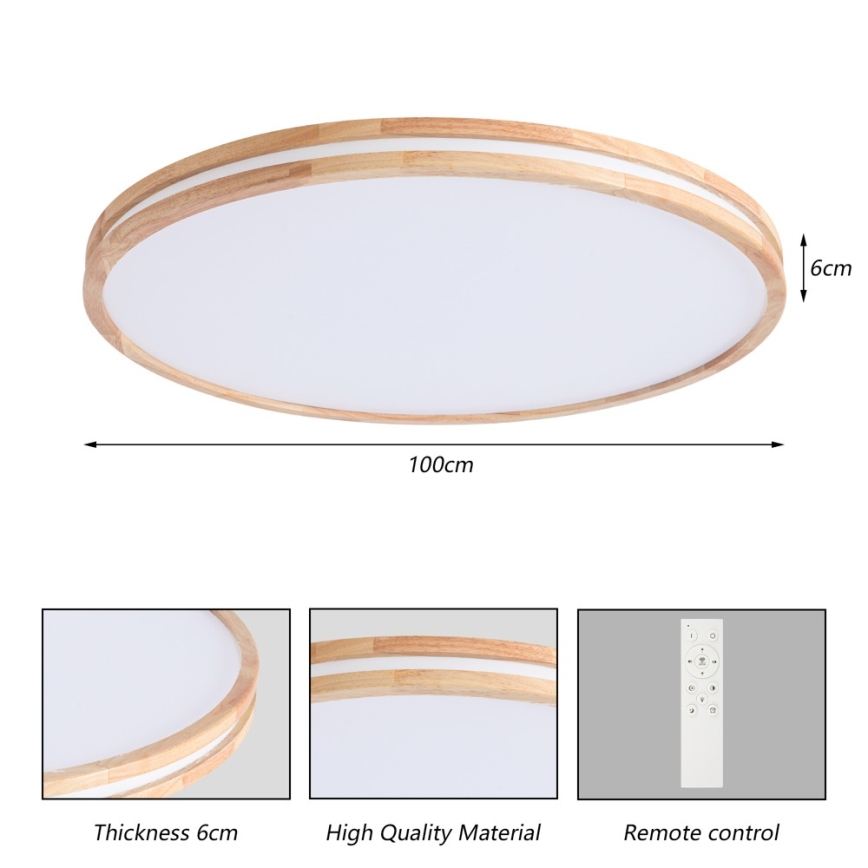 Brilagi - LED prigušivo stropno svjetlo MOLINA LED/128W/230V 3000-6000K hrast Ø 100 cm + daljinski upravljač