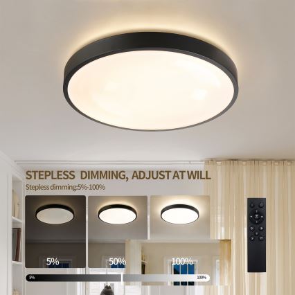 Brilagi - Stropno LED svjetlo s mogućnošću prigušivanja GLASS POOL DOUBLE LED/48W/230V 3000-6000K 40 cm crne boje + daljinski upravljač